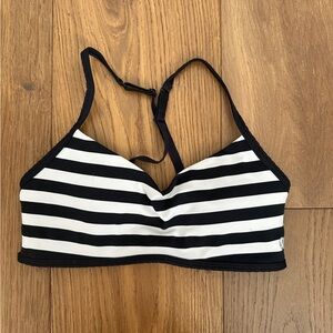 Lululemon Black & White Striped Strappy Sports Bra Size 4